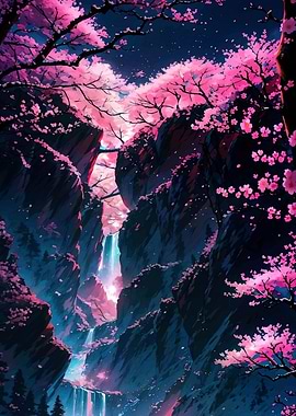 Cherry Blossom Waterfall