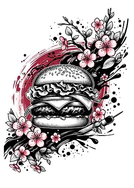 Burger with Cherry Blossoms