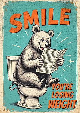 Toilet Bear Wisdom Smile You're Losing Weight