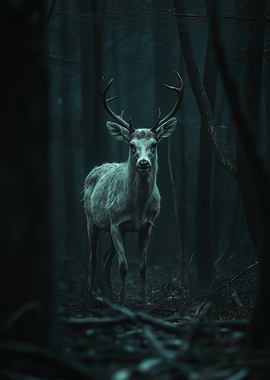 White Deer in Dark Forest