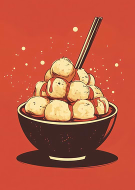 Takoyaki Bowl Illustration