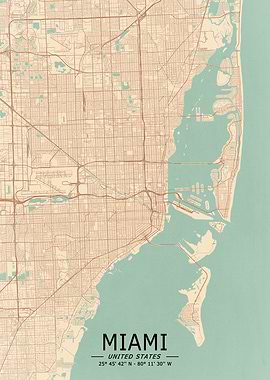 Miami Vintage Map