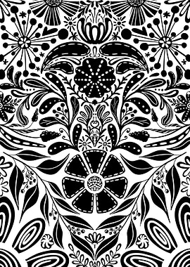 Black and White Floral Pattern