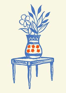 Blue Vase with Flowers