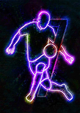 Neon Soccer Player