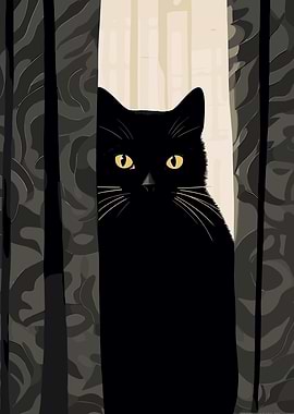 Black Cat Peeking