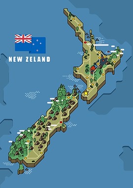 New Zealand Map Fantasy