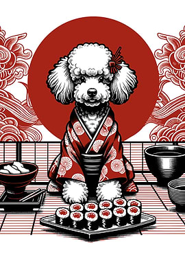 Sushi Poodle in Kimono
