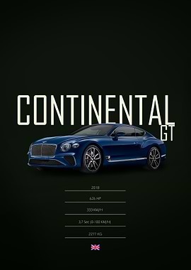 Blue 2018 Bentley Continental GT