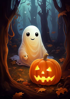 Friendly Ghost and Jack-o'-Lantern
