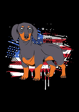 Dachshund American Flag
