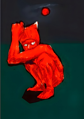 Red Figure in Darkness