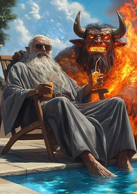 Old Man and Demon Relaxing