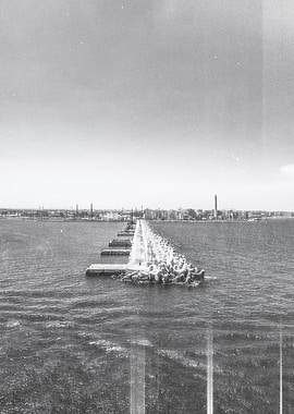 Grayscale Pier on Water Porto di bari