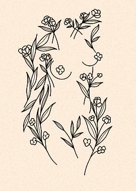 Floral Outline Woman