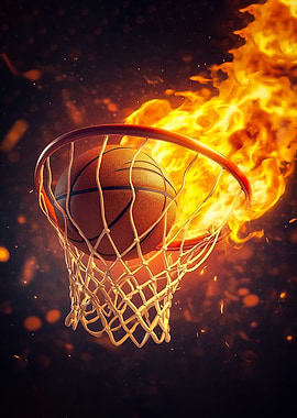 Flaming Basketball Hoop