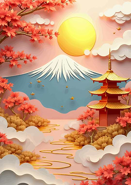 Japanese sakura Landscape