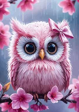 Pink Owl with Bow