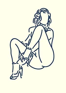 Line Art Woman Sitting