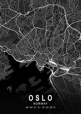 Oslo Dark City Map