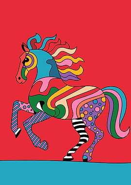 Abstract Chaotic Horse - Colorful Horse