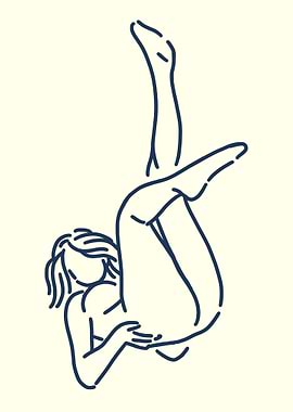 Line Art Woman Hanging