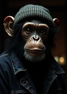 Chimp in Beanie and Jacket