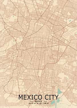 Mexico Vintage City Map