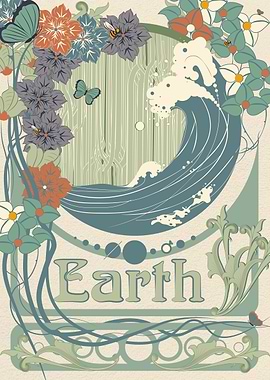 Earth - Art Nouveau Space Posters