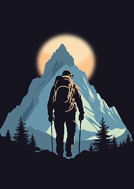 Hiker Silhouette Mountain