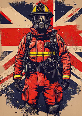 Firefighter with Union Jack