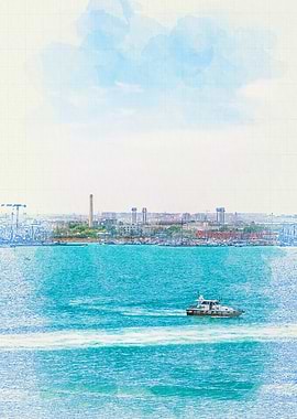 Harbor View with Boat Porto di Bari