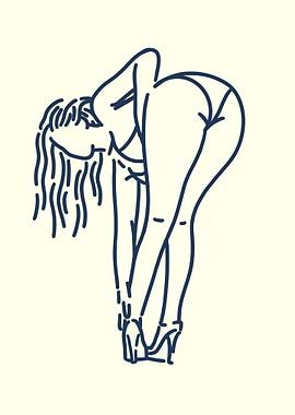 Woman in Heels Line Art