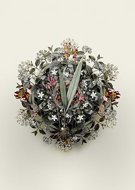 Vintage Pine Pink Wreath Floral Mandala