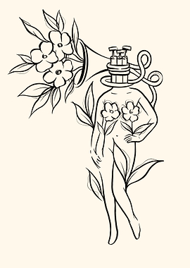 Floral Figure with Horn