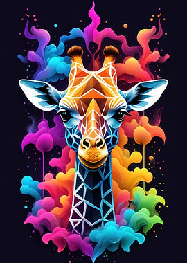 Geometric Giraffe Art