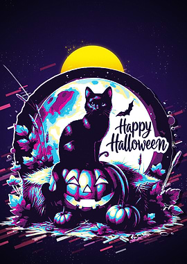 Halloween Cat &amp; Pumpkin