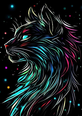 Neon Cat Portrait