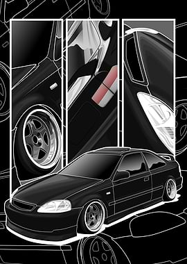 Black Honda Civic Illustration