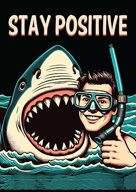 Stay Positive Shark Funny