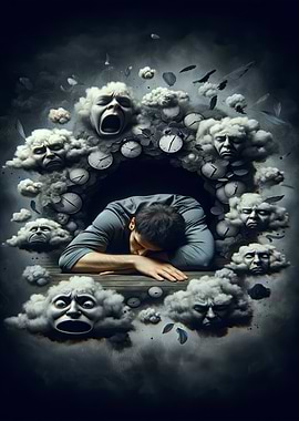 Man Overwhelmed by Time