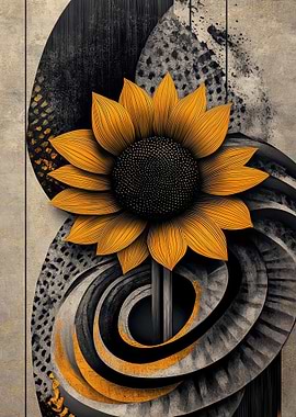 Abstract Sunflower Art