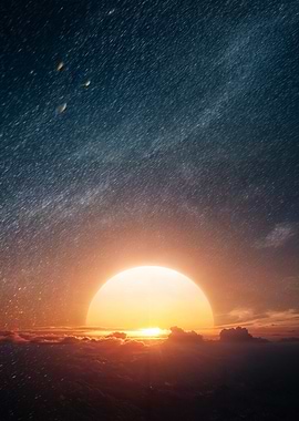 Sunrise with Starry Sky