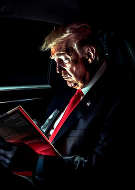 Trump Reading in Car