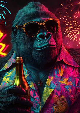 Cool Gorilla with Bottle
