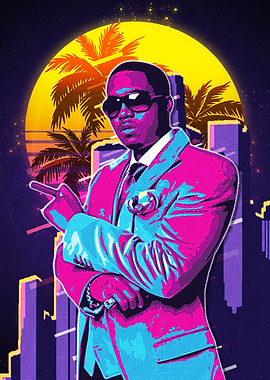 Nas Rapper 80s Retro Portrait