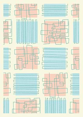 Midcentury Modern Abstract Geometric Pattern