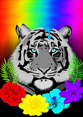 White Tiger with Rainbow