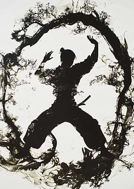Silhouette of martial art
