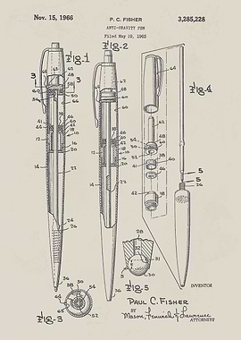 Anti-gravity pen Patent Drawing